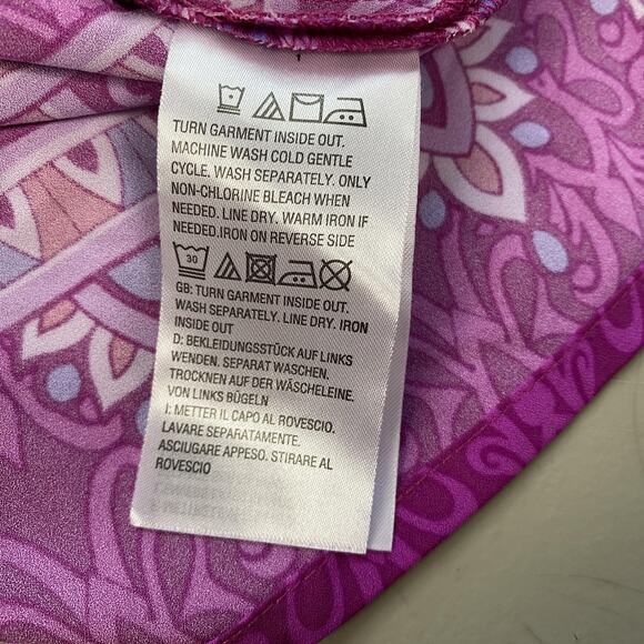 Bob Mackie Wearable Art Tunic Top Womens Large Purple Bandana Print Flowy Boho - Picture 9 of 13